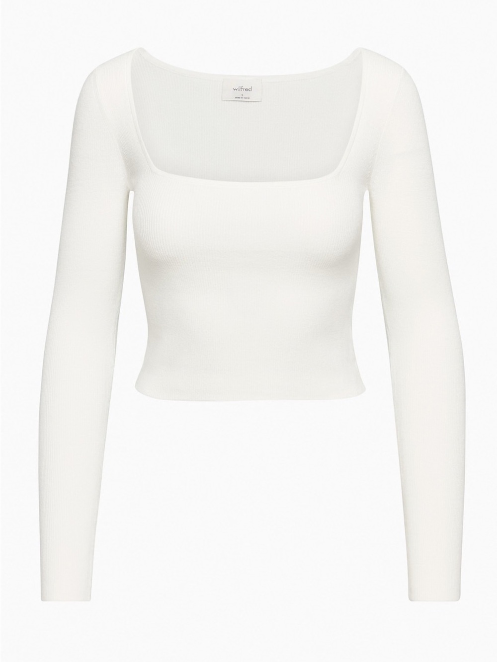 Aritzia Wilfred Leighton Cream Square Neck Sweater Long Sleeve Top Size XL